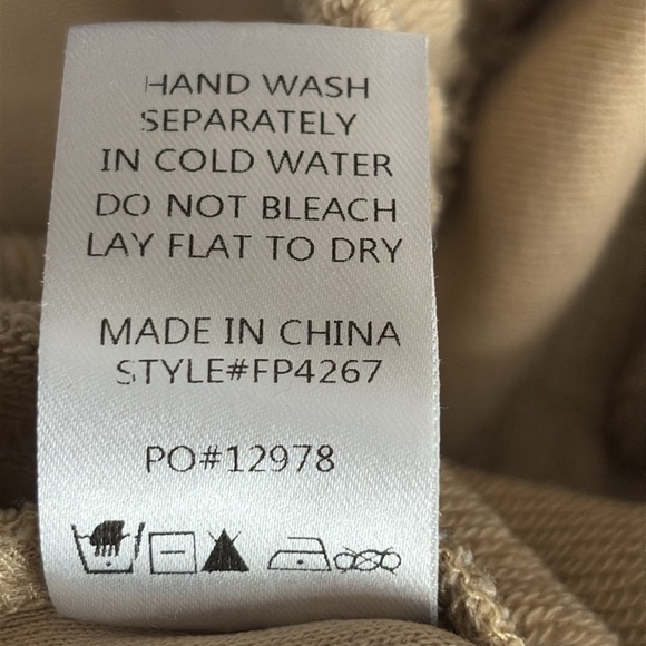 Fate French Terry Cotton Raw Edge Jogger Pants in Tan - Size Medium - Picture 6 of 7